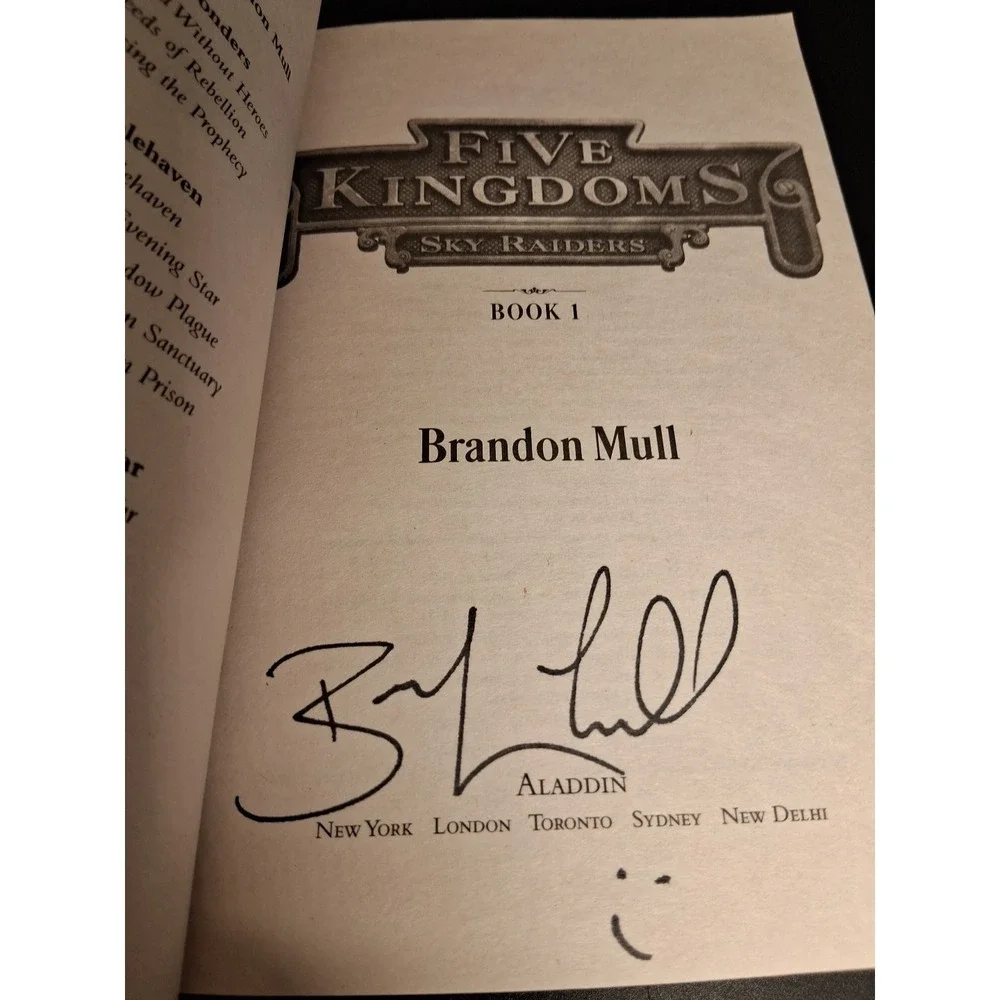 Five Kingdoms Sky Raiders by Brandon Mull w/Signature from the Author